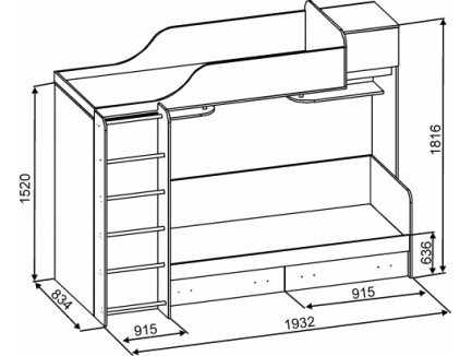 Двухъярусная кровать со шкафом Дуэт-3